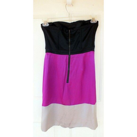 Gianni Bini Colorblock Cocktail Pleated Strapless Silk Dress 2 - Picture 3 of 6